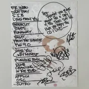Setlist written by Mike, signed by LP, for the LPU giveaway
