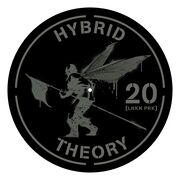 Vinyl slipmat from the exclusive concert footage release in 2020 featuring the side street soldier and "Hybrid Theory" 20 year anniversary logo.