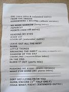 Draft show setlist