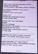 Show setlist