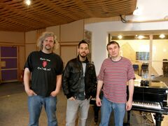 Mike with Sono Records Studio staff Milan Cimfe and Pavel Karlík[5]