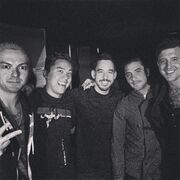 Austin Carlile with Mike Shinoda and friends at the Sunset Street Music Festival in 2013[9]