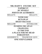 Q101 Jamborree setlist with "Mellow Interlude"