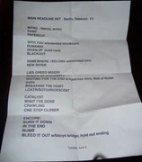 Show setlist