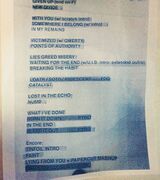 Show setlist (top is cropped off; only photo that exists)